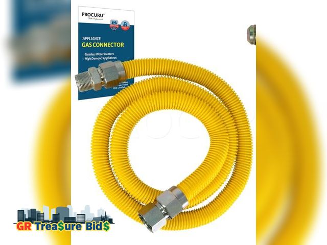 Lot 111-67045 - 1 New 1" OD x 60" (5Ft) x 3/4"MIP x 3/4"FIP Universal Gas Flex Connector Kit, Weatherproof Max-Flow ...