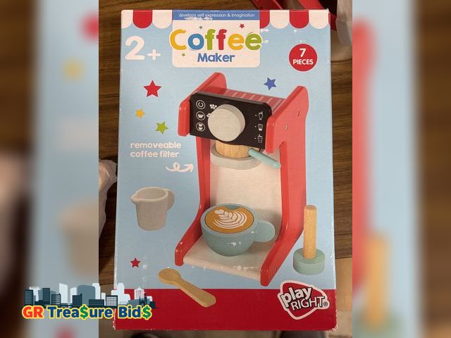 Lot 111-52073 - Coffee Maker Wooden Toy Coffee Maker 7 Pieces | Wooden Toy | Educational and Friendly Toy | 24 to 36...