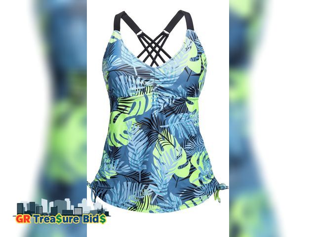 Lot 111-4061 - 1 New Tempt Me Women Tankini Top Only V Neck Swim Tops Tummy Control Bathing Suit Top No Bottom