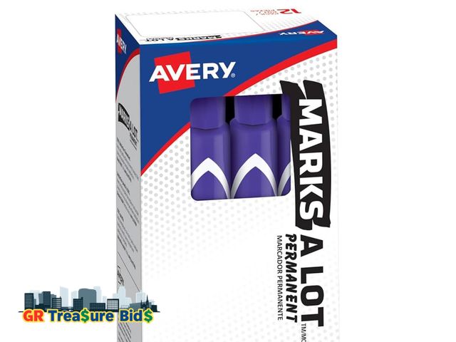 Lot 111-11325 - Avery Marks-A-Lot Large Chisel Tip Permanent Marker, 12-Pack, Purple