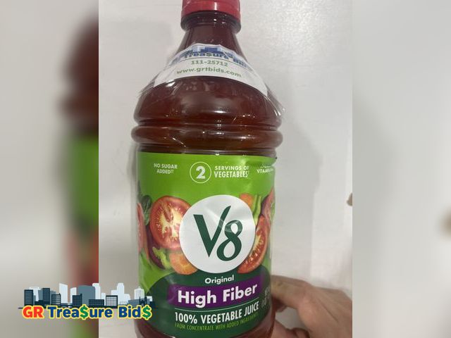 Lot 111-46013 - V8 High Fiber 100% Vegetable Juice, 46 fl oz Bottle