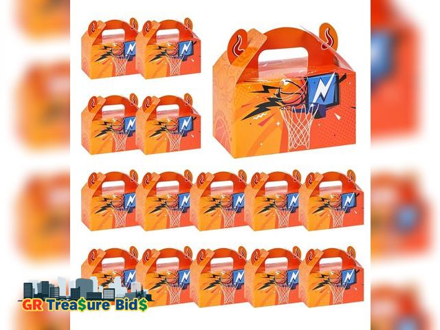 Lot 111-23271 - New VGOODALL 16PCS Gift Boxes,6.1"x 3.5" x 3.3" Basketball Party Favor Treat Boxes Basketball Party ...