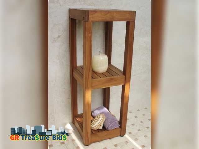 Lot 111-4055 - 1 New Wood Other The Original Sula Square Three Tier Teak Bath Stand