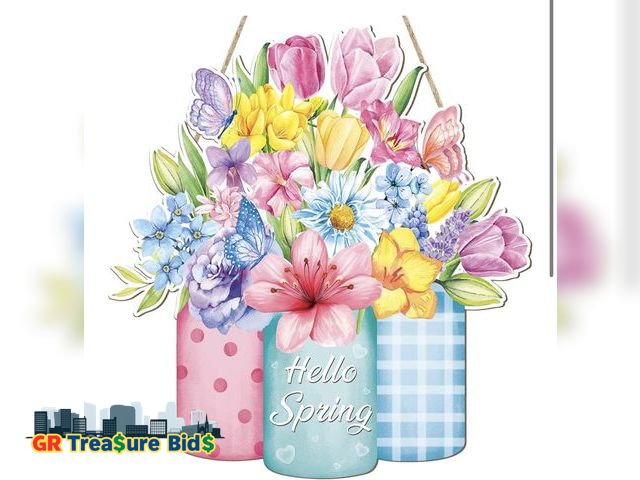 Lot 111-36754 - Hello Spring Decor for Door Welcome Sign,Floral Spring Decorations Sign for Home, Door Decorations f...