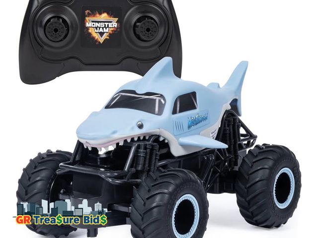 Lot 111-23923 - Monster Jam, Official Megalodon Remote Control Monster Truck for Boys and Girls, 1:24 Scale, 2.4 GHz...