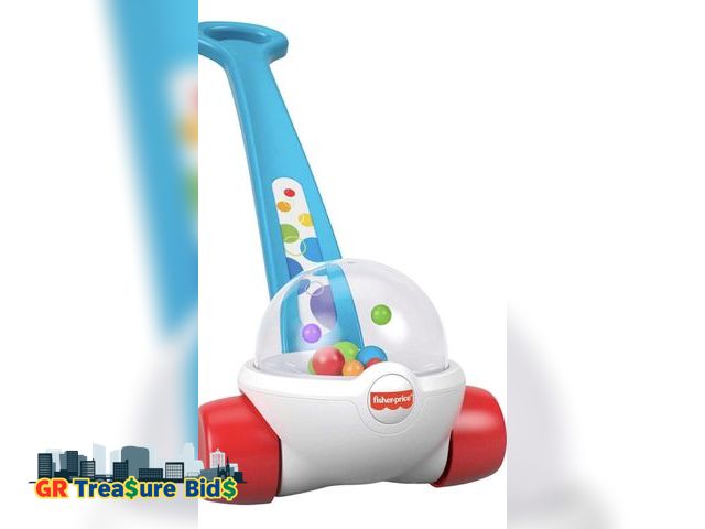 Lot 111-52004 - Fisher-Price Baby &amp; Toddler Toy Corn Popper Blue Push-Along with Ball-Popping Action for Infants...
