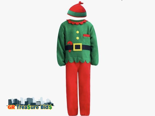 Lot 111-25623 - IKALI Christmas Elf Costume Kids Santa's Helper Costume Holiday Dress-up Outfit for Boys Girls Child...