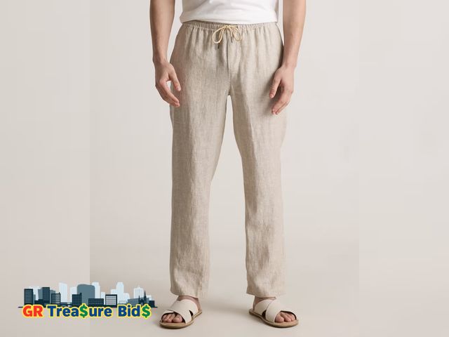 Lot 111-13571 - New Runcati Mens Elastic Waist Pants Casual Drawstring Pants Trousers Relaxed Fit Slacks (X-Large)