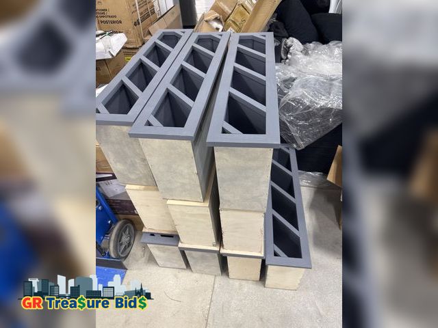 Lot 111-011281 - 11pieces  New Wood Wooden wine bottles  Pallet of 11 Built-in Wooten Wine Bottle Cabinets- Used most...