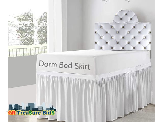 Lot 111-65526 - Cottingon Dorm Room Bed Skirt, 100% Microfiber, White, Twin XL-42'' Drop