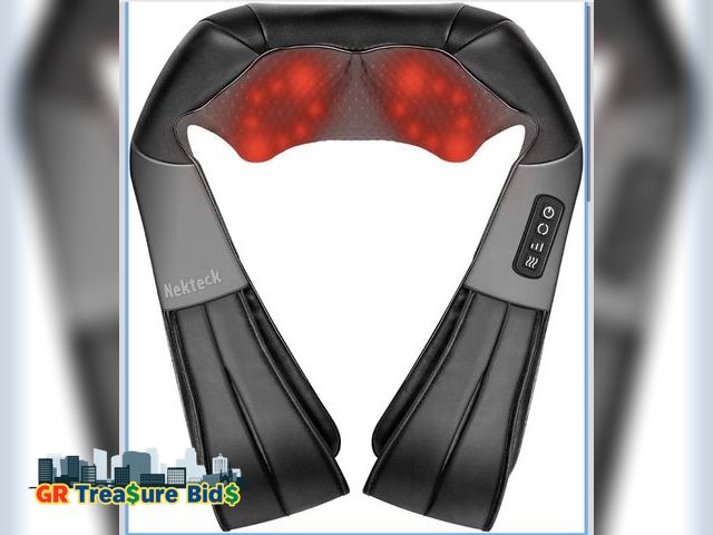 Lot 111-55006 - 1 New Nekteck Shiatsu Neck Massager with Heat for Pain Relief, NOT Cordless