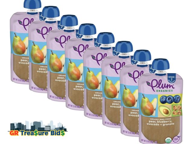 Lot 111-14286 - lot of (30) pouches (5 box of 6) of Plum Organics Stage 2 Organic Baby Food, Pear, Blueberry, Avocad...