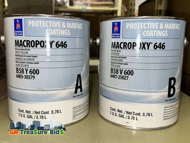 Lot 111-52421 - Sherwin-Williams Macropoxy 646 Epoxy Coating Kit – Part A &amp; B, 1 Gal Each (Safety Yellow, B58V60...