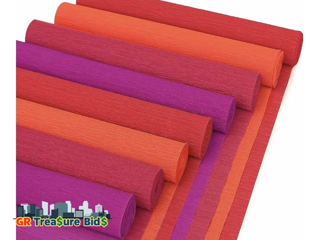 Lot 111-2563 - New 8 Rolls Crepe Paper Streamers 25 x 250cm 4 Colors Crepe Paper Roll Decorative Craft Streamer for...