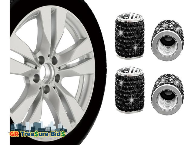 Lot 111-59802 - Ziciner 4 PCS Bling Tire Valve Stem Caps, Crystal Dustproof Handmade Rhinestone Auto Stem Air Cap Co...