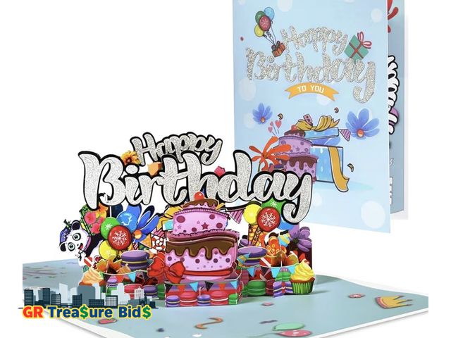Lot 111-70727 - New Happy Birthday Pop Up Card, 3D Birthday Panda Cake Card, Birthday Greeting Cards with Envelopes,...