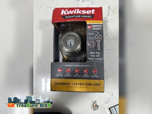Lot 111-30413 - Kwikset Satin Nickel Single Cylinder Deadbolt featuring SmartKey Security with Microban Antimicrobia...