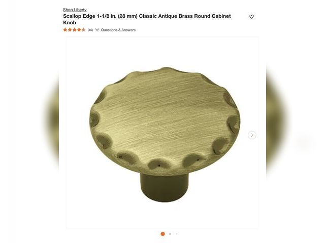 Lot 112-0231-22a - 38 New Lot of 38 Scallop Edge 1-1/8 in. (28 mm) Classic Antique Brass Round Cabinet Knob