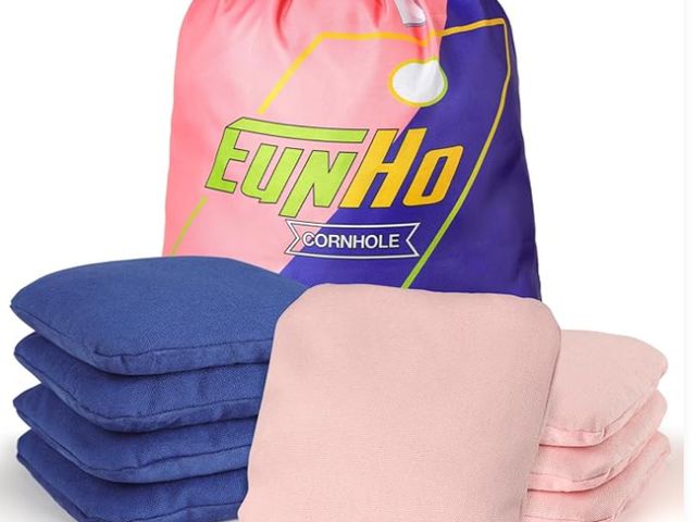 Lot 112-0083-23D - EunHo Dual Sided Cornhole Bags Regulation Set of 8 Professional Cornhole Bean Bags Slick and Stick f...