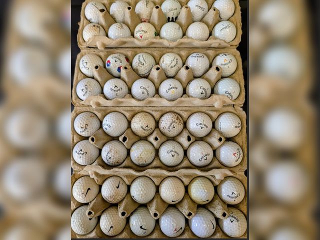 Lot 112-0271-22B - Lot of used name brand golf balls. 48 balls total. brands included: Callaway, Nike and Titleist. A l...