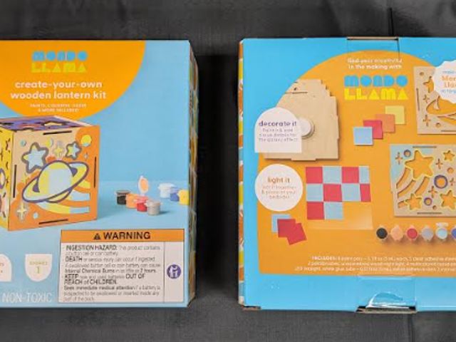 Lot 112-0094-23D - Lot of 2. Mondo Llama create your own wooden lantern kit. New.