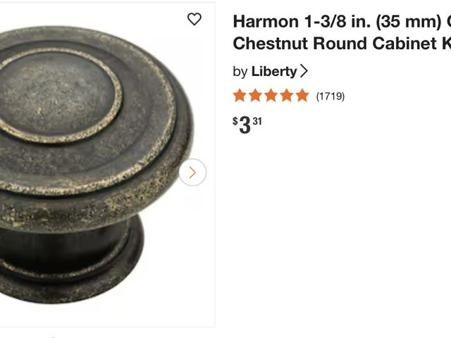 Lot 112-0232-22a - 14 New Lot of 14 Harmon 1-3/8 in. (35 mm) Classic Warm Chestnut Round Cabinet Knob
