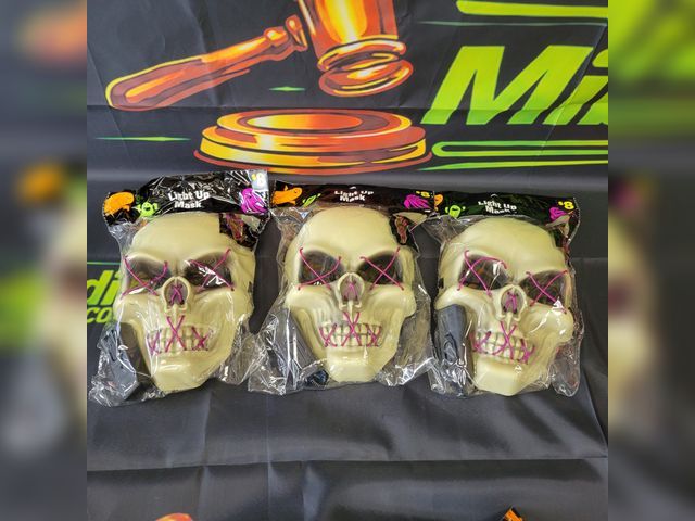 Lot 112-0531-23B-1 - Lot of 3. Light up Halloween masks. New.