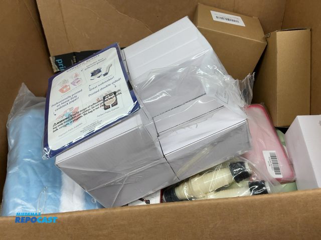 Lot 2-24398 - Box of miscellaneous items including phone case controller wrist strap spray paint (20) keyboard wir...