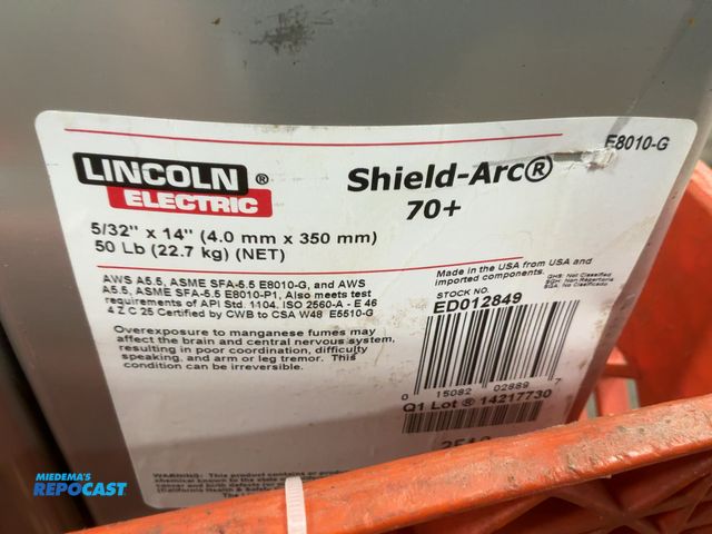 Lot 2-22852 - (4) 50 lb Containers of Lincoln Electric Shield-Arc 70+ Welding Rod, 5/32”x14”