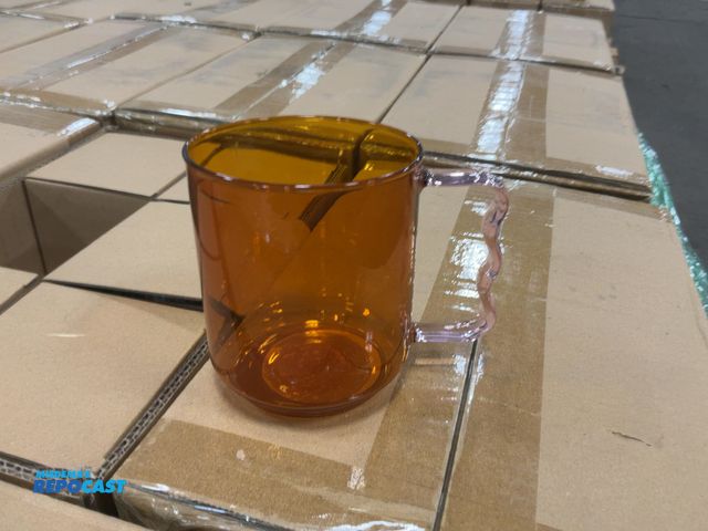 Lot 2-21193 - (14) Boxes of (12) New Room Essentials Glass Mugs, Orange with Pink Handle