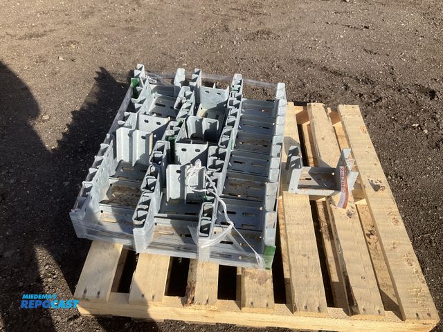 Lot 2-42880 - (25) metal brackets, sides are 4-1/2”W x 5-1/2”T, bottom plate is 6-1/4”L, unused