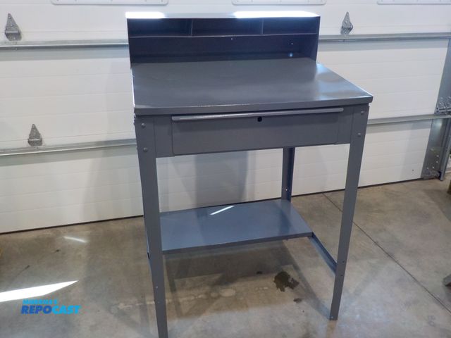 Lot 2-33883 - Industrial Work Station Desk, 3-Cubbies, One Pullout Drawer, Bottom Shelf, 35'' x 30 '' x 43'' Tall,...