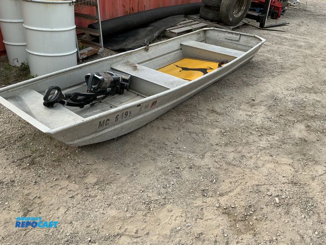 Lot 2-18931 - Small fishing boat with a deer sign and a shark vacuum