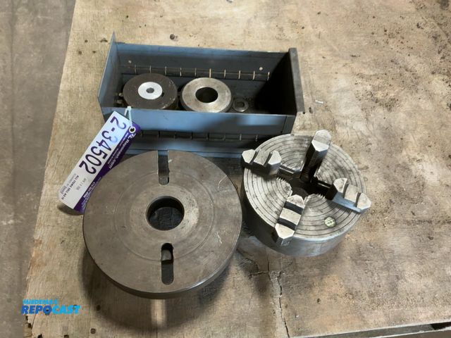 Lot 2-34502 - Lot of (2) Chucks for Lathe, Burnerd 6-1/2” 4-Jaw and 8” flat face, come with a gear and spacer