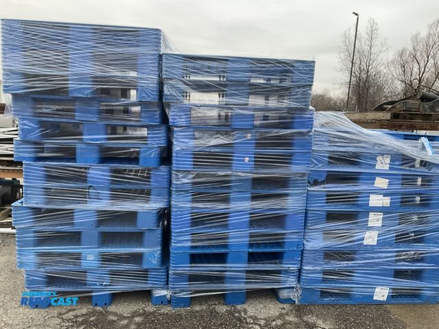 Lot 2-92327 - Lot of (12) blue plastic pallets