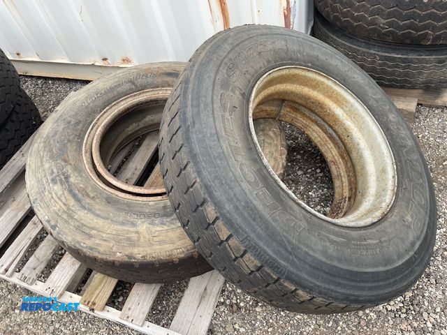 Lot 2-72716 - 2 used tires on Dayton rims, 11R22.5 Bridgestone, and 11R22.5 Toyo
