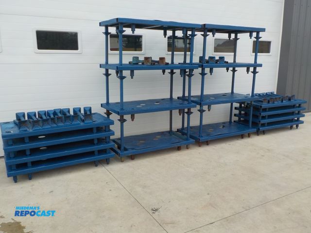 Lot 2-30279 - (16) Support storage racks. Forkable. 48" x 25" platform. 19" spacing legs.