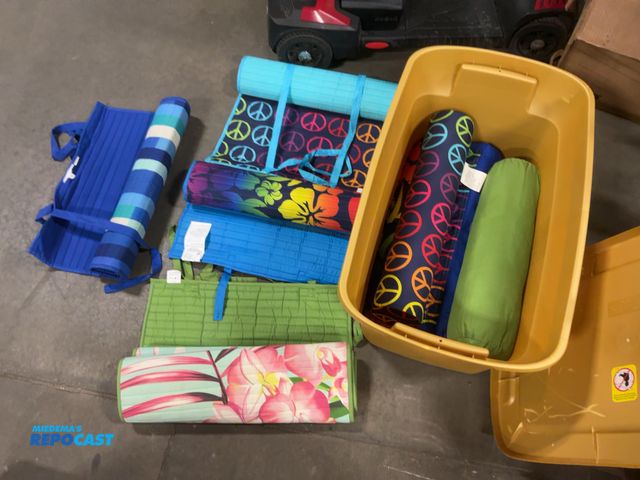 Lot 2-70631 - Lot of (4) summer roll-up lounging mats with matching pillows/head rests