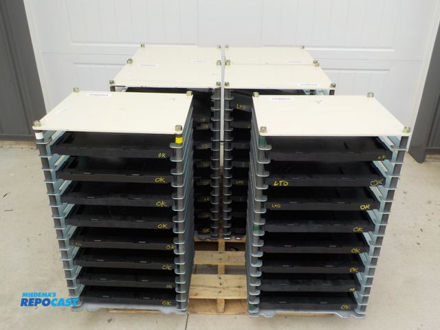 Lot 2-33541 - Lot of (6) heavy duty bench-top organizers.   16 shelf modular racks.