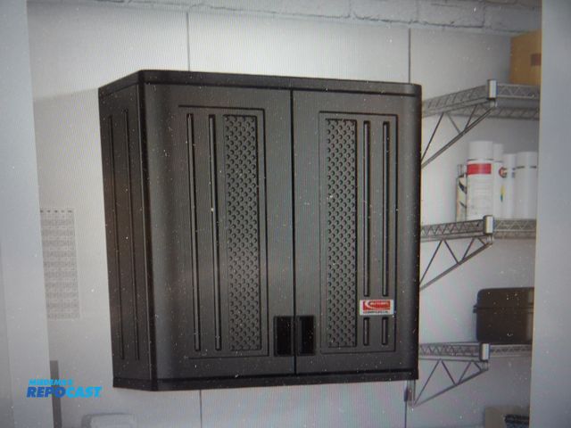 Lot 2-53880 - Suncast 2-shelf heavy - duty wall storage cabinet, 30" x 12" x 30-1/2" dark gray, #BMCCPD3000