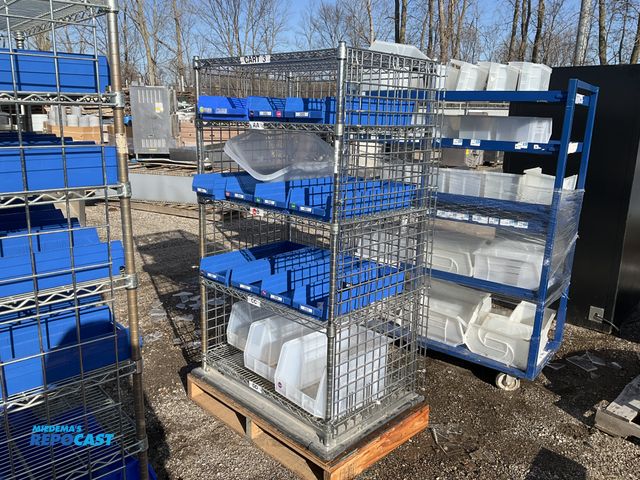 Lot 2-73035 - Steel Shelves 36”x63”x24” with Plastic Totes