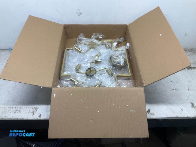 Lot 2-94474 - New gold colored pendant light fixture , unknown make