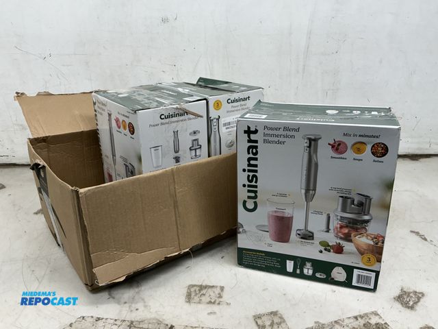 Lot 2-96710 - (3) cuisinart power blend immersion blenders, includes a 3-cup prep-and-go container, a no scratch b...