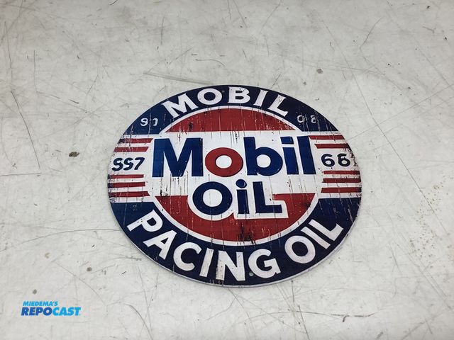 Lot 2-75388 - Mobil oil circular metal tin sign approx. 8”