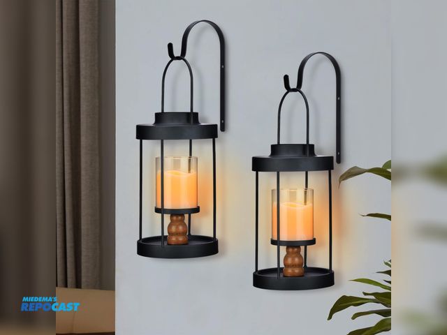 Lot 2-79938 - 2 PK Wall Mounted Candle Lanterns