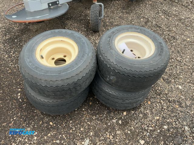 Lot 2-22660 - (4) Used 18x8.50-8 Golf Cart Tires on Steel 4-lug Wheels