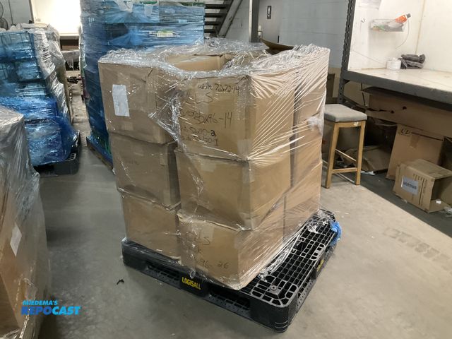 Lot 2-61976 - Skid lot of various boxes with assorted colored fabric and linen pieces