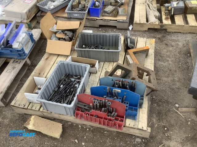 Lot 2-32830 - Skid lot of misc. industrial items including fasteners, clamps, angle plate