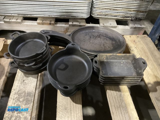 Lot 2-55070 - Lot of cast iron cookware includes (5) Lodge 9” oval skillets with handle, (5) Lodge 6” round skille...