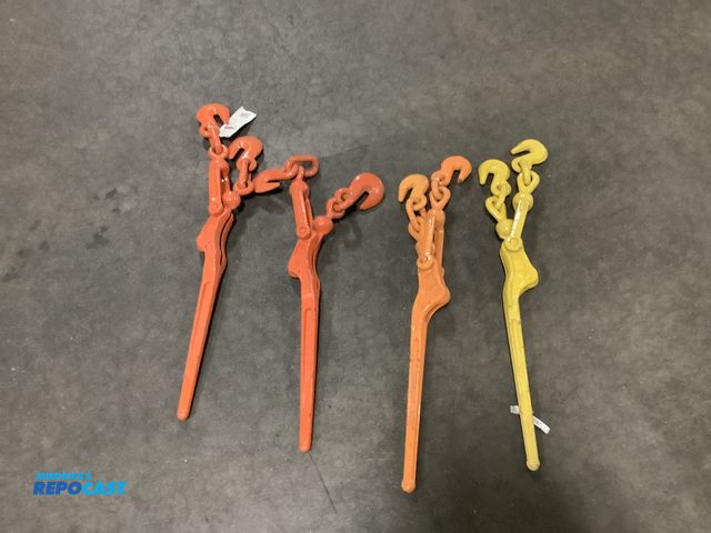 Lot 2-13895 - Lot of (4) yellow and orange heavy duty new 3/8”-1/2” load binders